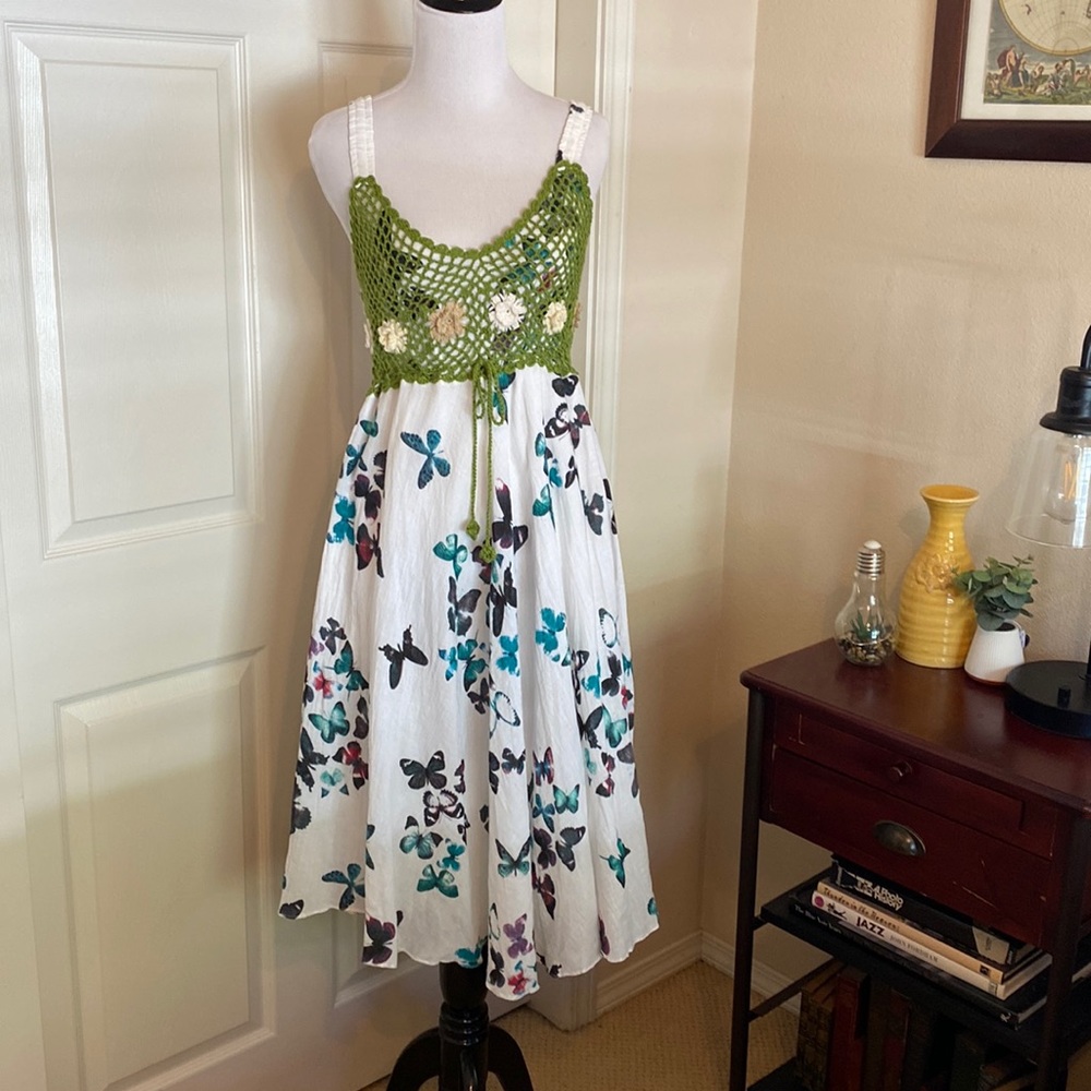 Crochet bodice midi sundress, medium